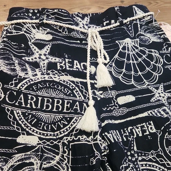 NEW Joie Linen Blend Wide Leg Nautical Coastal Beach Cropped Pant Size Small - Picture 3 of 6